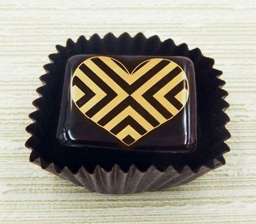 HG-103 Chocolate with Gold Heart-Geometric Heart $47 at Hunter Wolff Gallery